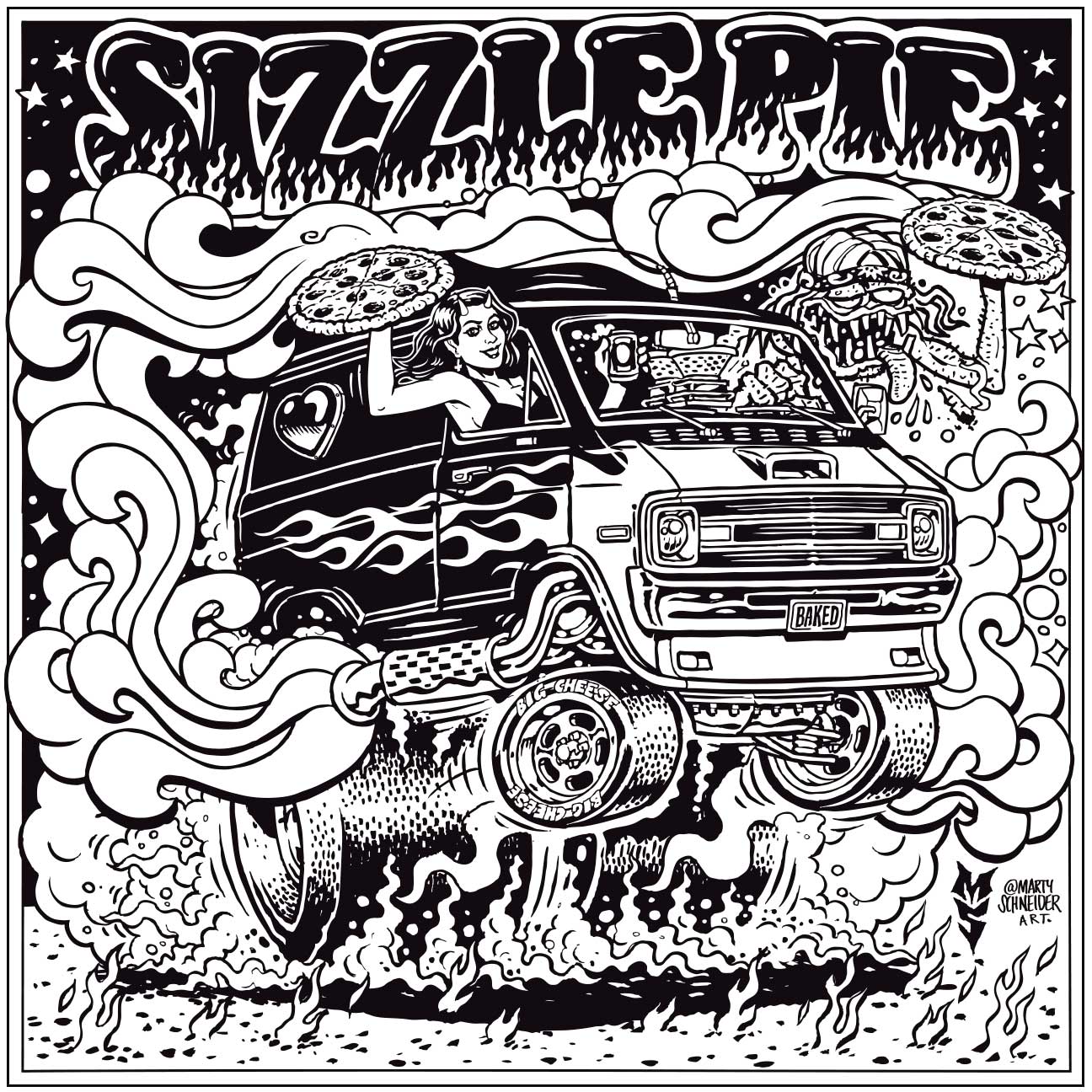 Sizzle Pie Pizza Box by Marty Schneider